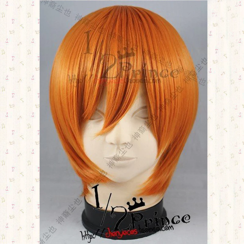 

For fruit basket.Souma kyo short orange straight cosplay wig + wig cap