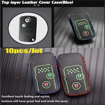 

Top 3buttons Luminous Auto Car Key Fob bag Leather Car key cover Remote case For HONDA Car Keyboard 10pcs High Quality