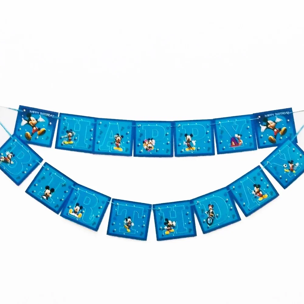 Микки Мышь на день рождения украшения, товары для вечеринки детские одноразовые тарелки скатерть чашки баннеры шарики Baby Shower для мальчиков Свадебные сувениры - Цвет: banner