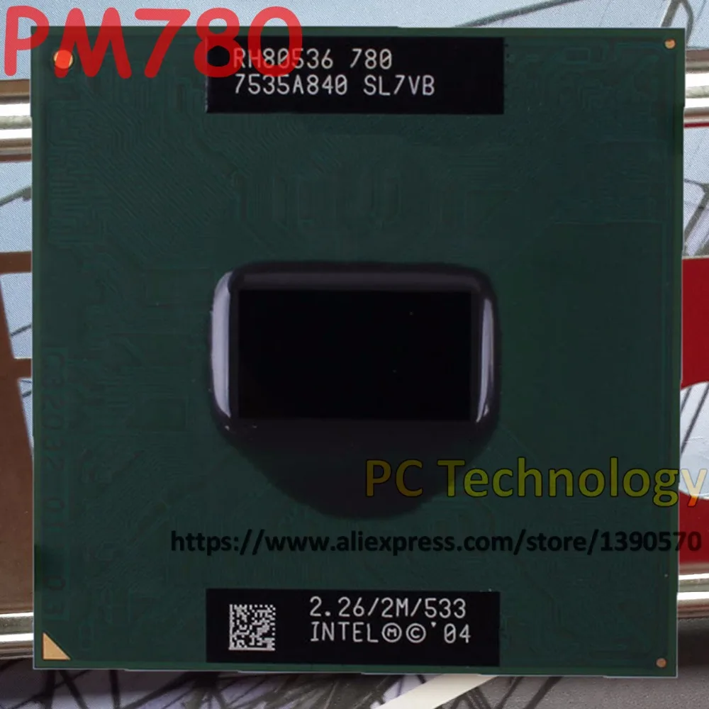 Intel PM780 cpu notebook Pentium M 780 2M кэш, 2,26 ГГц, 533 МГц PM 780 cpu PPGA478 процессор поддержка 915 Чипсет