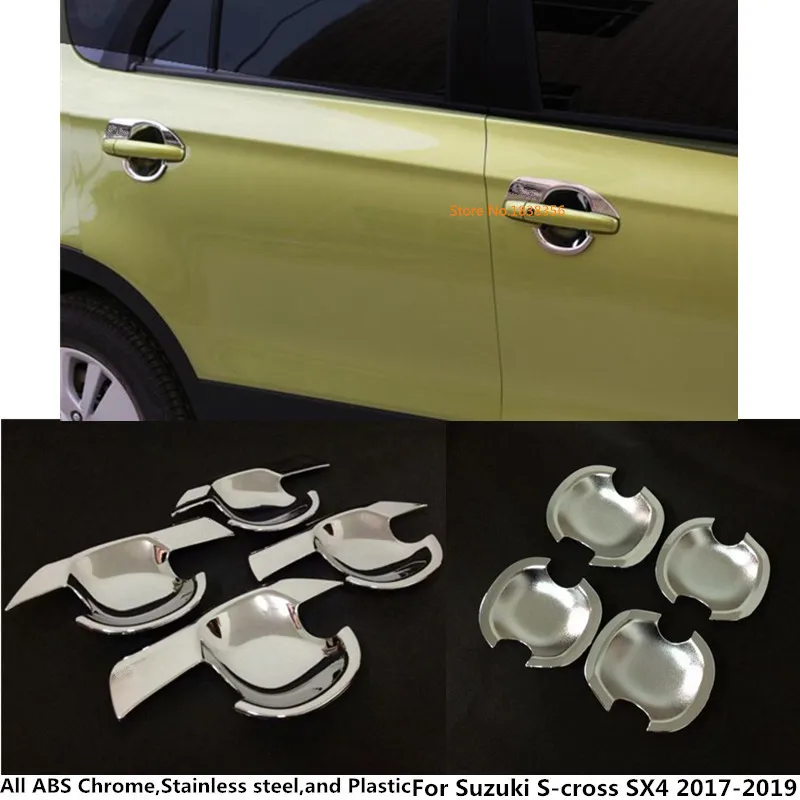 

For Suzuki S-cross scross SX4 2017 2018 2019 car styling cover trim ABS chrome external stick frame door Bowl panel 4pcs