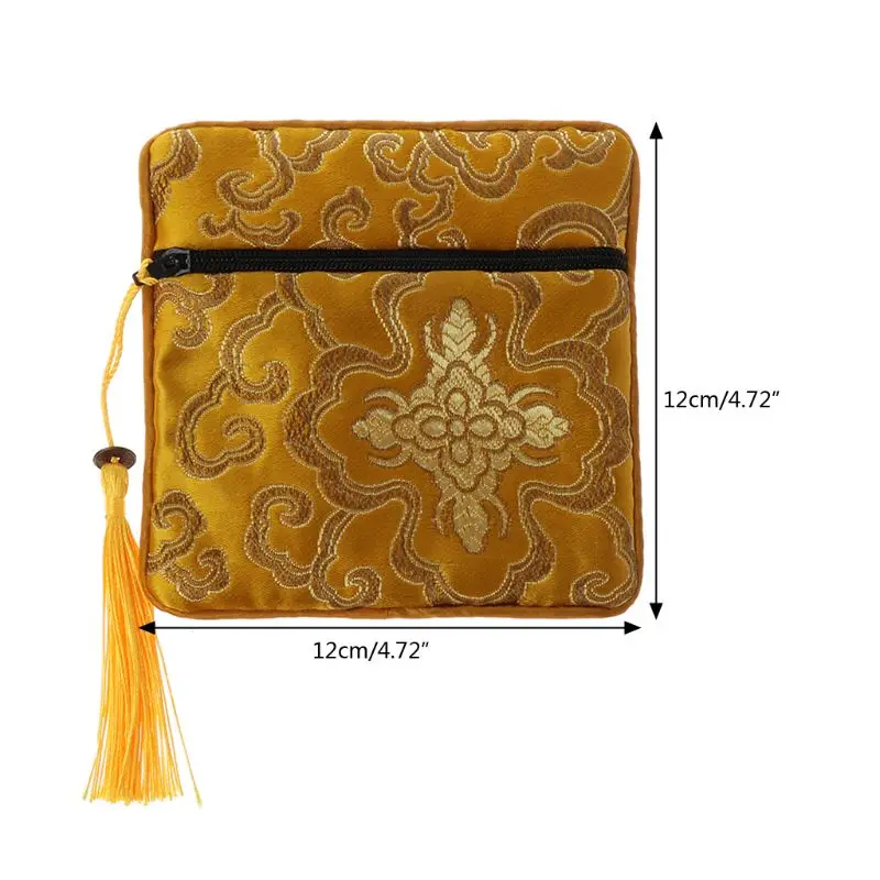 Классический Китайская вышивка ювелирные изделия сумка-Органайзер шелковой кисточкой традиционные мешочек