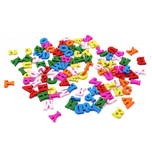 100 шт/Партия Детские DIY Деревянные алфавитные ремесла Обучающие буквы для игры в слова Красочные ремесло головоломки игрушки для детей - Цвет: without holes