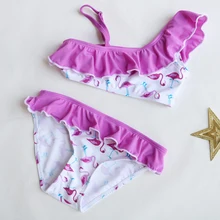 Новинка года; одежда для купания для девочек 2-14 лет; купальный костюм для девочек с изображением фламинго; детская одежда для купания; детская пляжная одежда; купальные suit-SW333