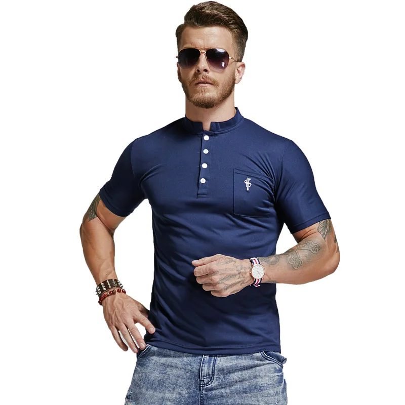 

Mens Lapel Polo Shirt Brands Light Luxury Button Turn-down Collar Slim Thin Men Poloshirt Cotton Black Blue Polo Shirts Man