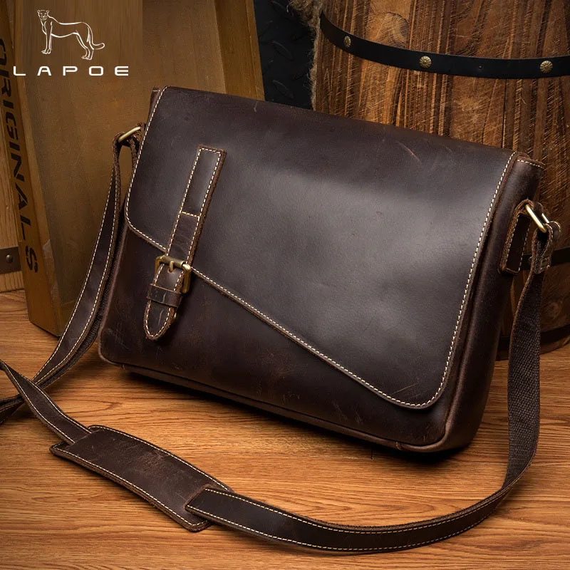 LAPOE Genuine Leather Men Bag Fashion Leather Crossbody Bag Shoulder Men Messenger Bags Small Casual Designer Handbags Man Bags LAPOE Genuine Leather Men Bag Fashion Leather Crossbody Bag Shoulder Men Messenger Bags Small Casual Designer Handbags Man Bags