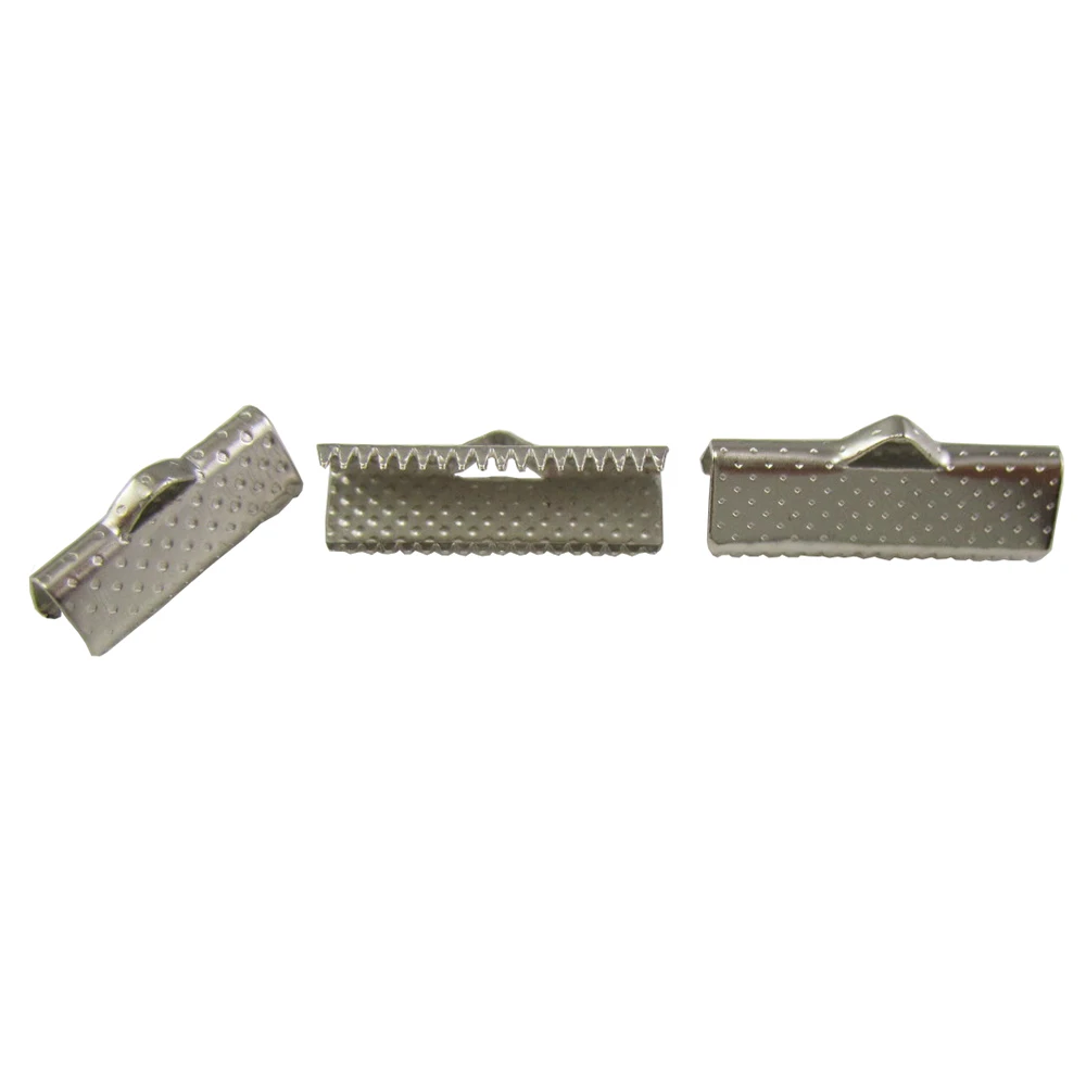 20mm Ribbon Fastener Clasps Textured Crimp End Clamps Cord Ends