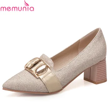 

MEMUNIA 2019 new arrival pumps women shoes pointed toe Metal decoration spring summer shoes high heels casual shoes woman