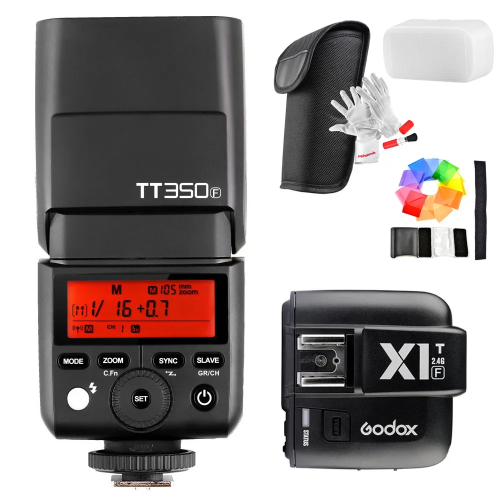 Godox TT350F для Fujifilm Mini speed lite камера вспышка/X1T-F ttl HSS GN36 высокоскоростная 1/8000S 2,4G Беспроводная X система для Fuji - Цвет: TT350F Add X1T F