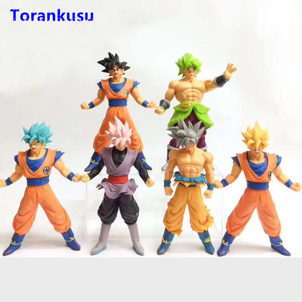 

Dragon Ball Z Action Figures Goku Black Rose Ultra Instinct Goku Son Gokou Broly Super Saiyan Figrue Toys Anime Doll 6pcs/set XP