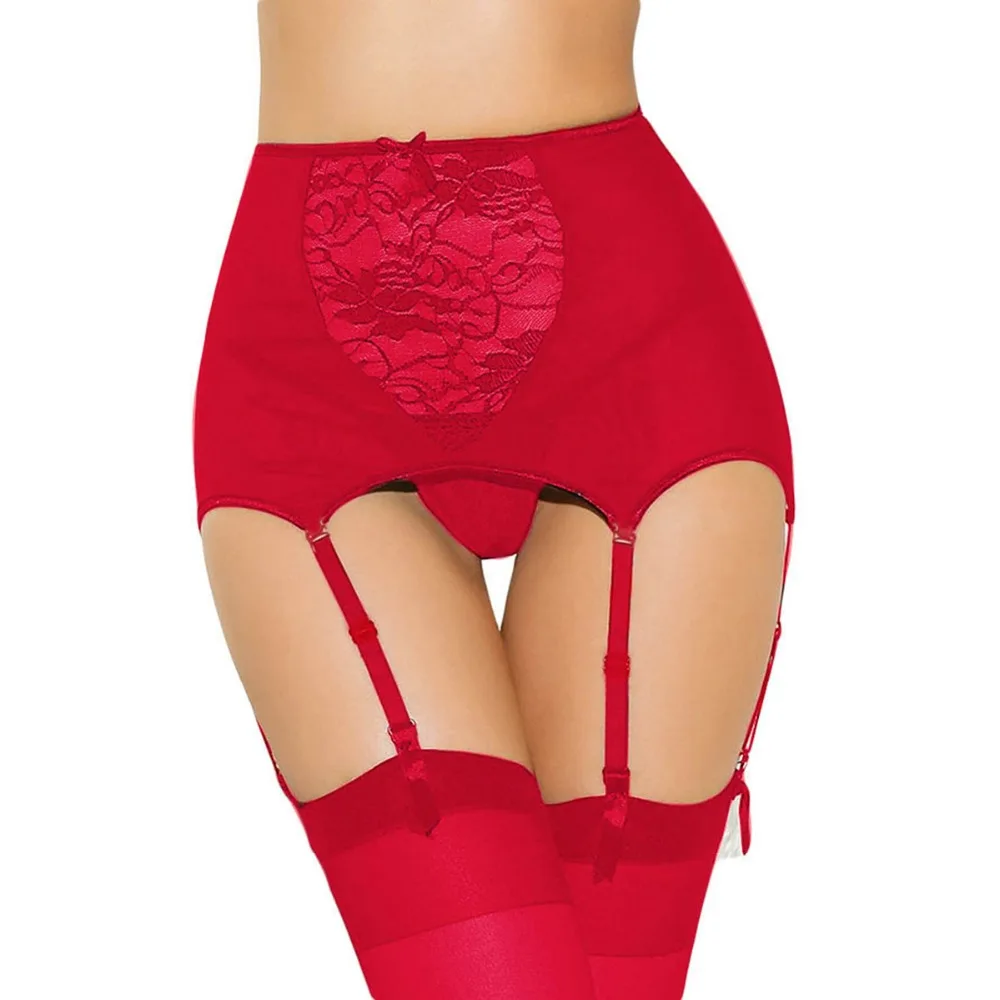 

Sexy Women Elastic Lace Mesh Sheer Garter Belt High Waist See Through Wedding Suspender Garter Belt