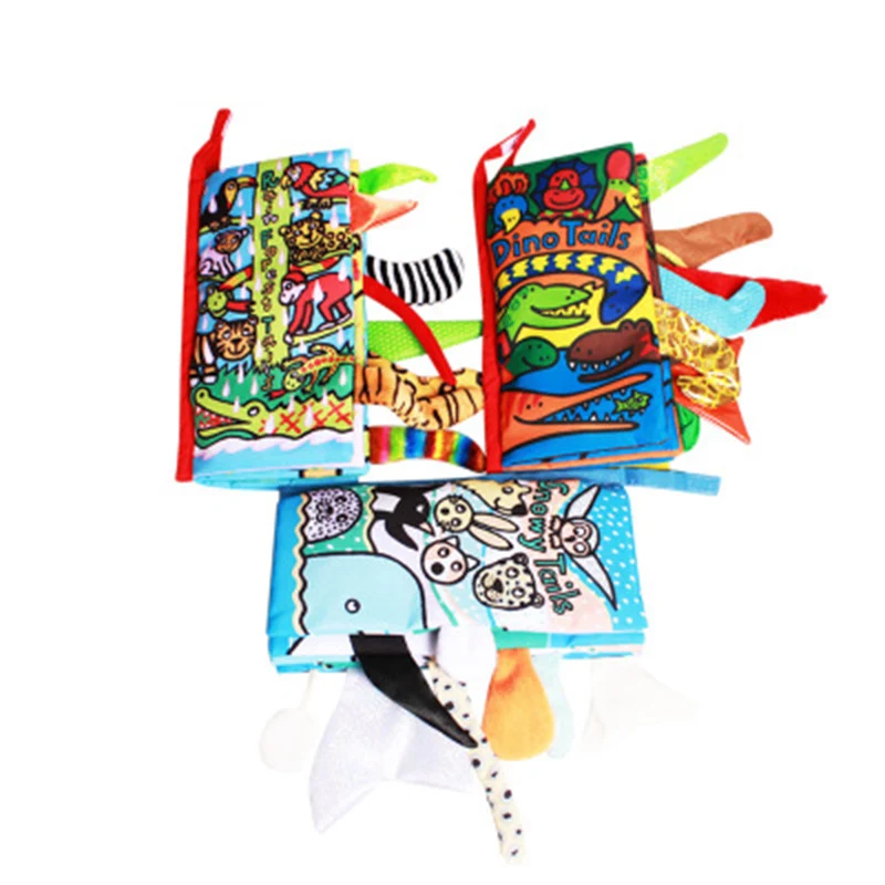 Baby Early Education Toy Book Modern Soft Quiet Children Toddler Toy Cloth  Infant Animal Jungle Tail