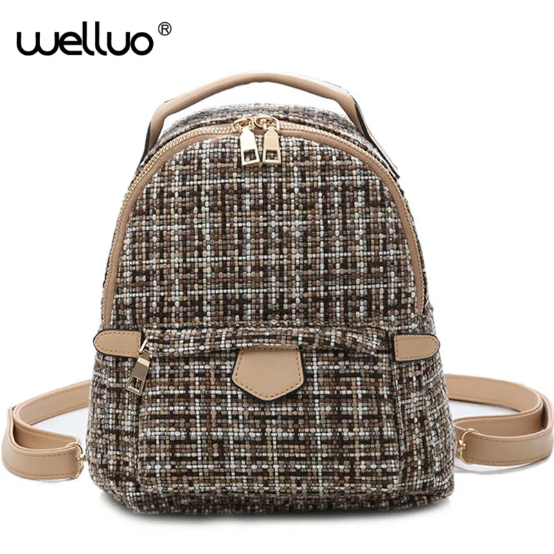 Fashion Wool Backpacks Women Bag For Teenger Girls Bags Mini Cute Leather Backpack Female Travel Rucksack mochila 2018 XA513WB