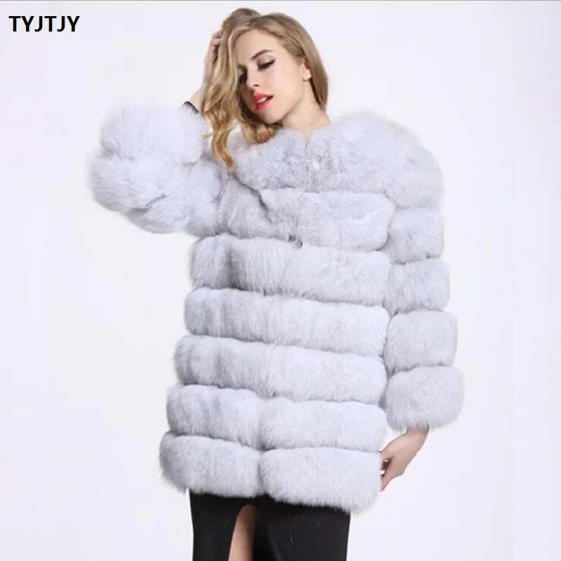Buy White faux fur coat new 2018 fur coat autumn and winter women's fox fur