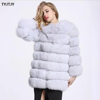 

Women plus size faux fur coat new 2019 coat autumn and winter female fox fur luxury 60-80 cm large size faux fur coat