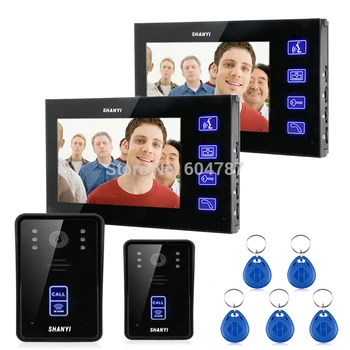 

7" Color Monitor Touch Key Video Door Phone Doorbell Intercom System IR Camera 2V2