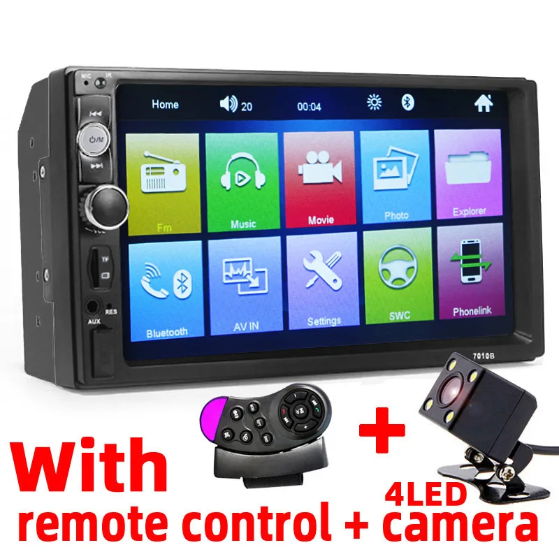 2din Car Radio 7 HD Touch Screen MP5 Player Bluetooth Stereo Radio FM MP4 Audio Video USB 5v charging Auto autostereo 2 din - Color: 7010B-R-C4