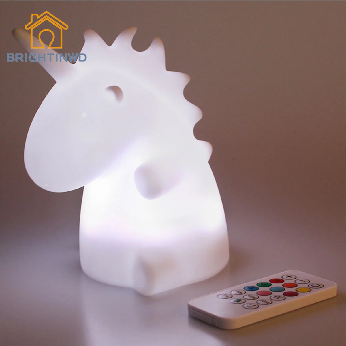 

BRIGHTINWD Ins Unicorn Silicone Night Light Colorful Cartoon Cute USB Charging Remote Control Pat Light Color Lamp Unicorn Room