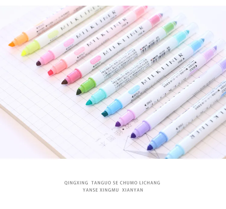 12 шт./лот, Высококачественная ручка для Milkliner с двумя головками, мягкий лайнер, флуоресцентная ручка, Цветной маркер для рисования, японская ручка
