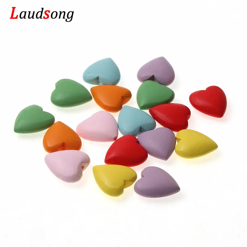 

10Pcs/lot 20x22MM Half Hole Colorful Natural Heart Wooden Beads For Jewelry Making DIY Necklace Bracelet Pendants Accessories