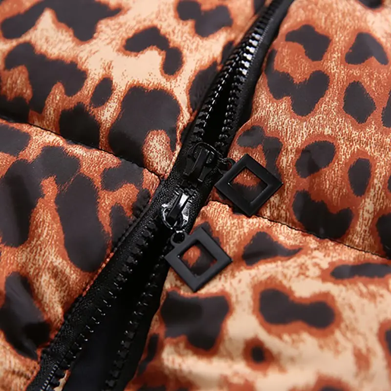 Cotton Padded Jackets Winter Fur Coats Casual Plus Size Blue Womens Parkas Slim Print Leopard Overcoats Hip Hop Female Outwear