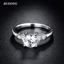 BUDONG Luxury Wedding Ring for Women Party Cubic Zirconia Ring Unique Engagement White Silver Color Amazing Crystal Ring xuR057