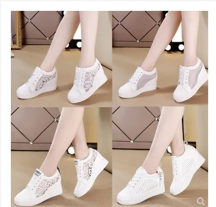 Women shoes 2019 fashion summer casual ladies shoes cutouts lace canvas hollow breathable platform flat shoes woman sneakers