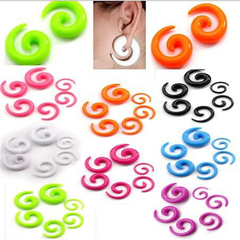 

1 Piece Punk Pink Acrylic Spiral Taper Flesh Tunnel Ear Stretcher Expander Stretching Plug Snail Screw Piercing Body Jewelry