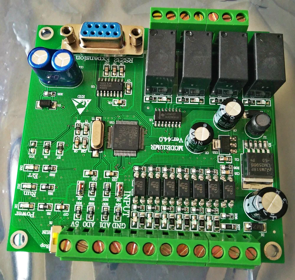 Программируемый логический контроллер одноплатный ПЛК FX2N 10MR STM32 MCU 6 вход 4 выход AD вход корпус реле автоматического управления