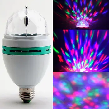 

CNIM Hot 3W E27 RGB Crystal Ball Rotating LED Stage Light Bulb for Club DJ Disco Party