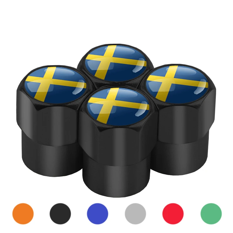 4 шт. флаг Швеции Эмблема колеса автомобиля клапан крышка пылезащитный колпачок для шины для Лада hyundai Toyota Volvo Volkswagen Audi Bmw Chevrolet