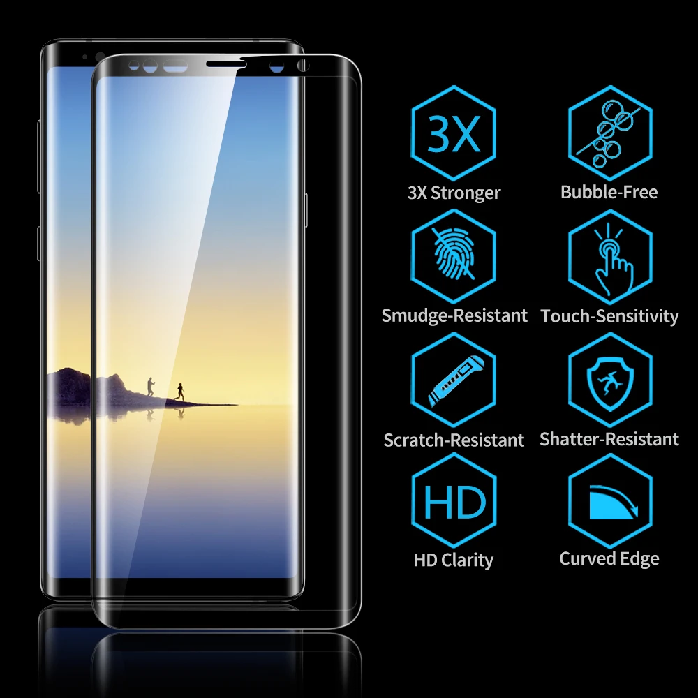 ESR 2 шт./лот 9H Закаленное стекло протектор экрана для samsung Galaxy Note 9 3D изогнутый полное покрытие дружественное стекло защитная пленка