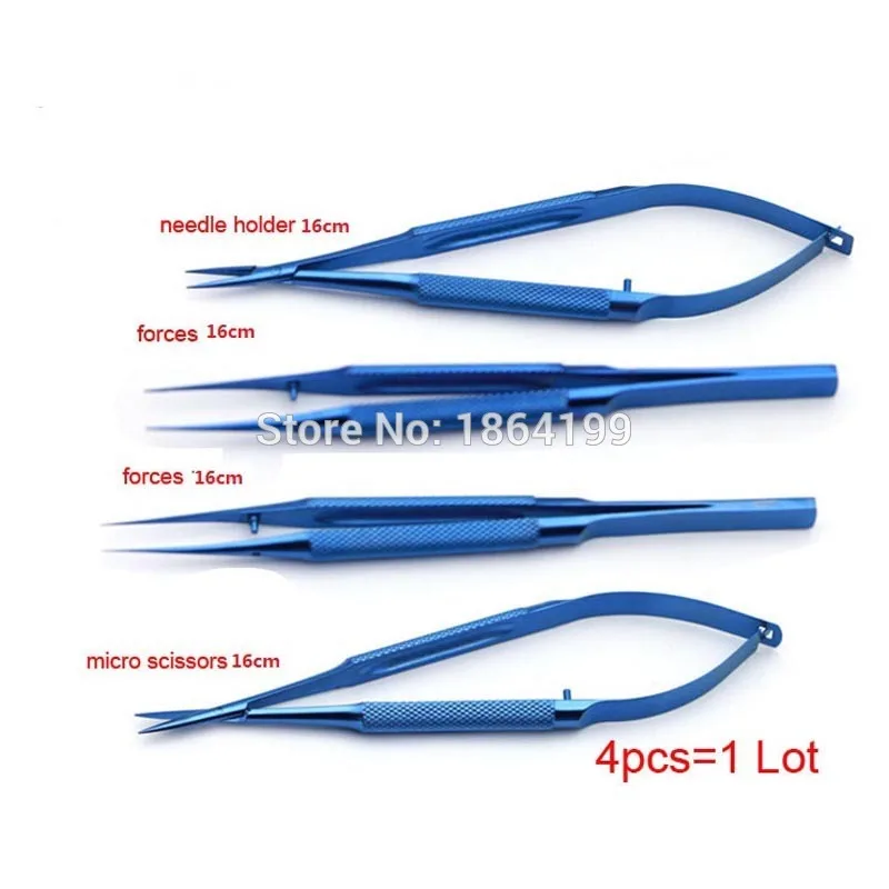 

4 Pcs/Lot titanium microsurgical 16cm outside hand microsurgery instruments Kit ( invoicing )scissors needle holder forceps