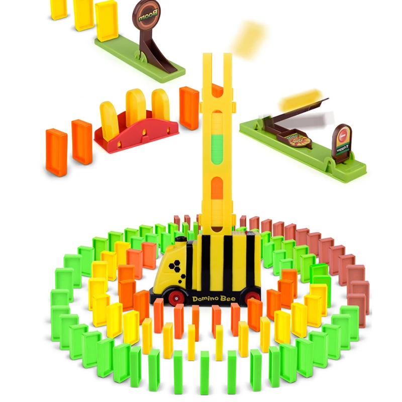 Положите домино игра игрушечный комплект автоматическое размещение поезд со звуком Развивающие DIY домино блоки подарки для детей новые