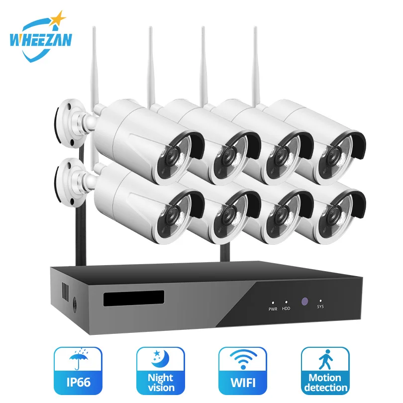Wheezan CCTV система безопасности камеры Беспроводной NVR комплект 1080P 8CH домашний HDD wifi