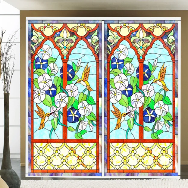 New Customize Home Decor 50*100cm Glass Window Film Multi color Floral