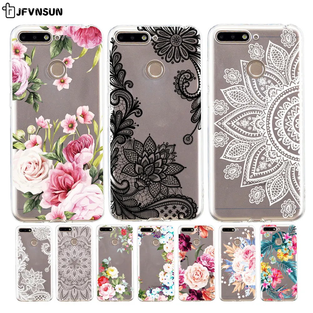 

huawei Honor 7C 7A Case on honor 7C aum l41 l29 Case 3D Relief Flower Skin Transparent TPU Case for Huawei Honor 7C 7A Pro Cover