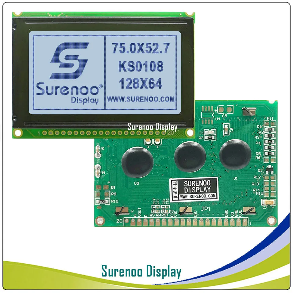 75,0X52,7 мм 12864 128*64 Графический матричный ЖК-модуль дисплей экран LCM встроенный KS0108 контроллер 4 цвета на выбор