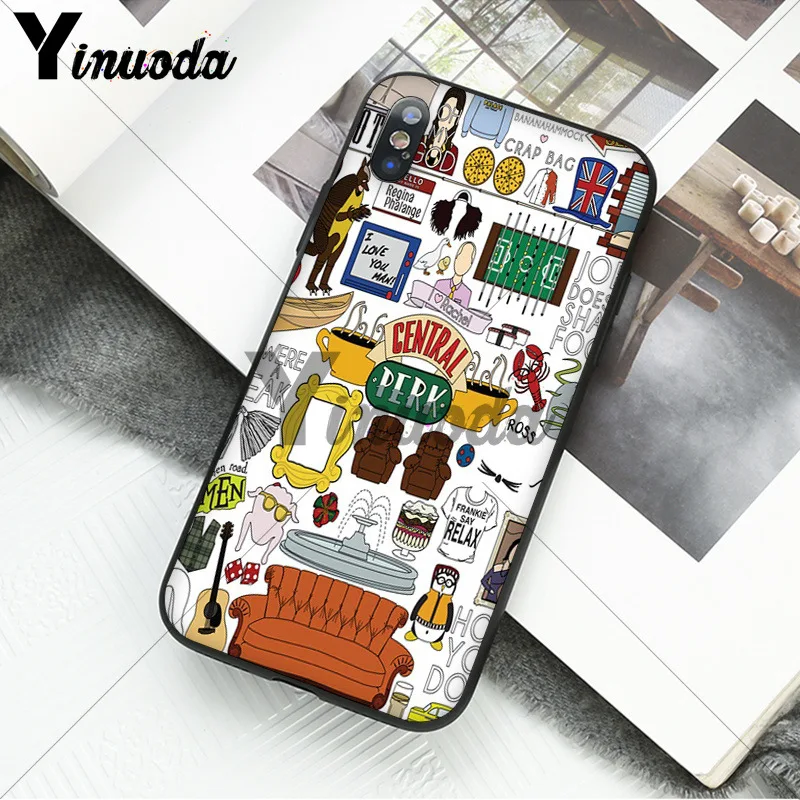 Yinuoda Friends Season TV TPU black Phone Case Cover Shell for Apple iPhone 8 7 6 6S Plus X XS MAX 5 5S SE XR Mobile Cover