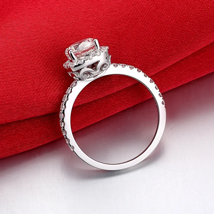 2 CT твердых 925 Stelring Серебряная свадьба Обручение Юбилей сердце Форма пару кольцо Jewelry Для женщин Для мужчин со дня рождения вечерние подарок