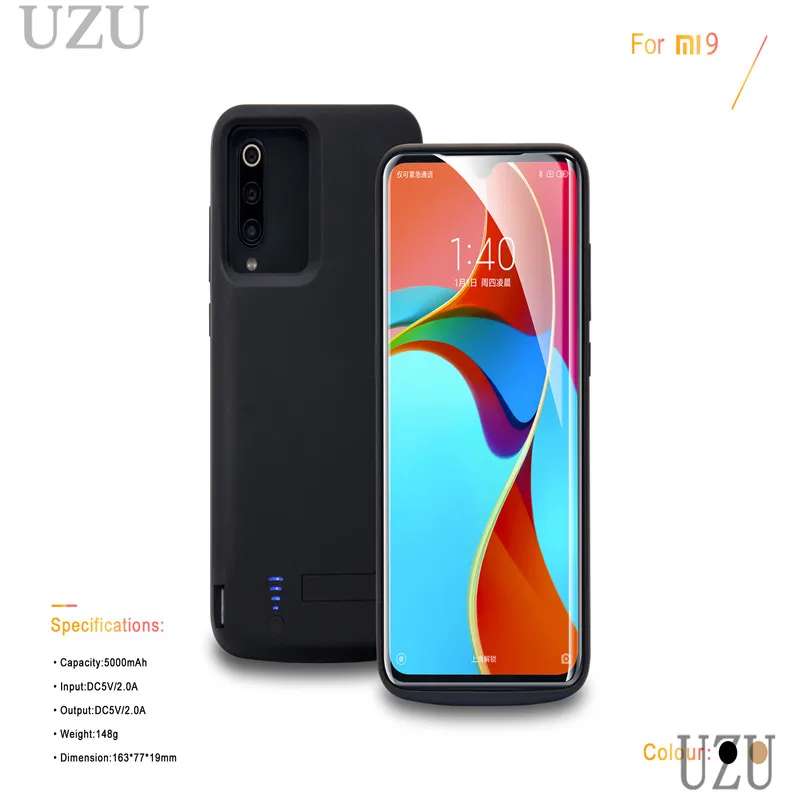 

5000 mah high capacity battery charger case for xiaomi mi 9 portable kickstand wireless charging case for xiaomi mi 9 luxury
