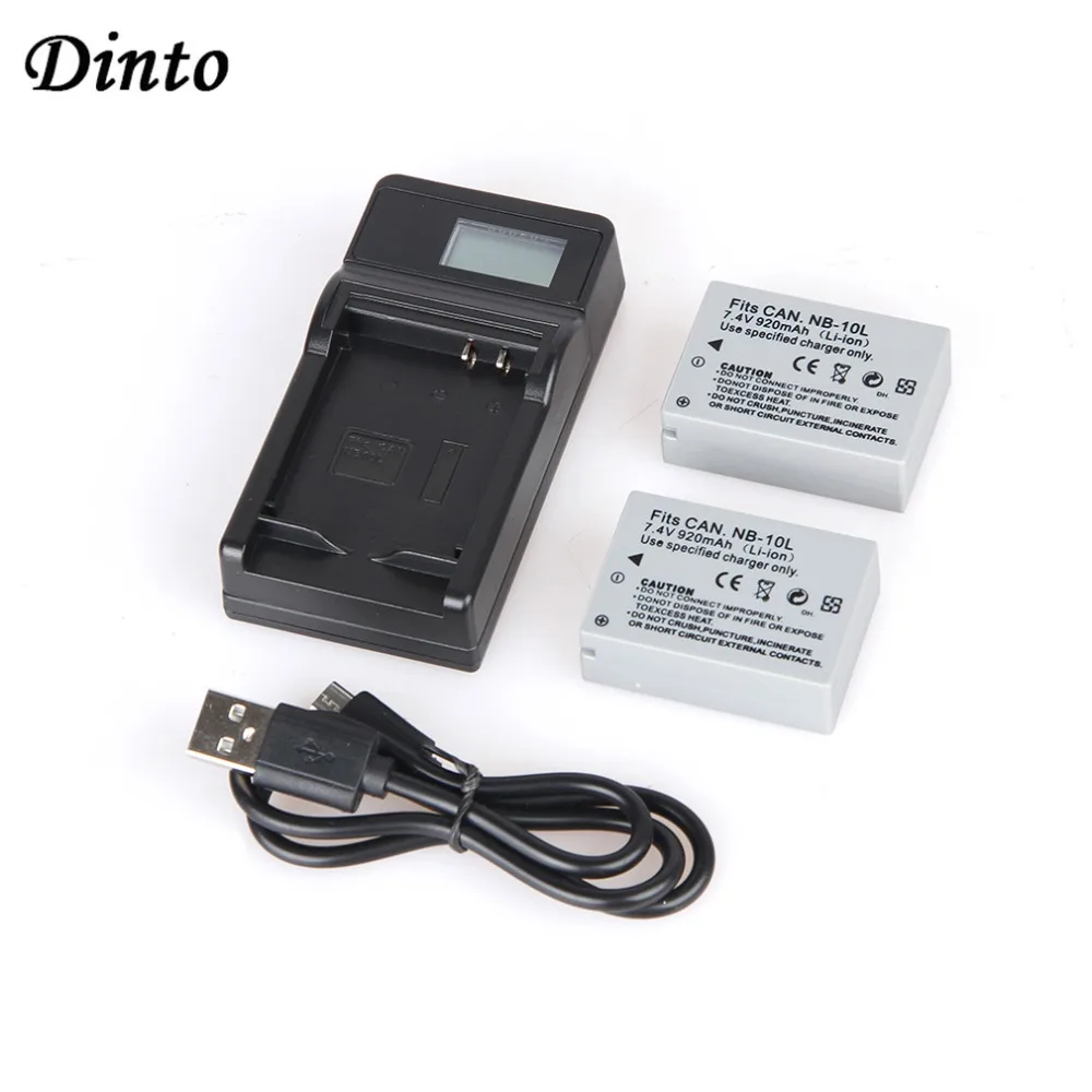 DINTO 2 шт. NB-10L NB10L NB 10L цифровой Камера Батарея + USB ЖК-дисплей Дисплей Зарядное