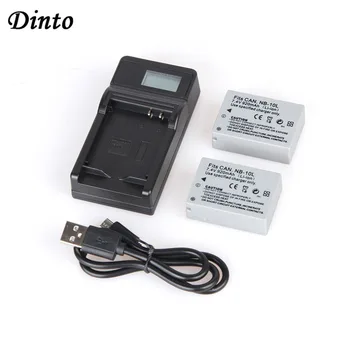 

DINTO 2pcs NB-10L NB10L NB 10L Digital Camera Battery + USB LCD Display Charger for Canon G1X G3X G15 G16 SX40 SX60