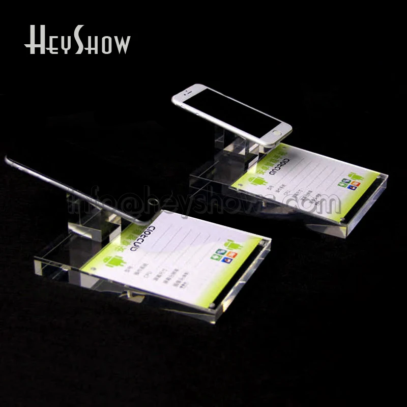 

2x Acrylic Mobile Phone Display Stand With Price Tag holder Cellphone Show Holder iPhone Retail Support Clear In Apple Store