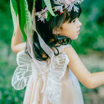 

2018 Sweet Baby Dress Summer Pink Dress Butterfly Wings Dress handmade high quality girls birthday party dress