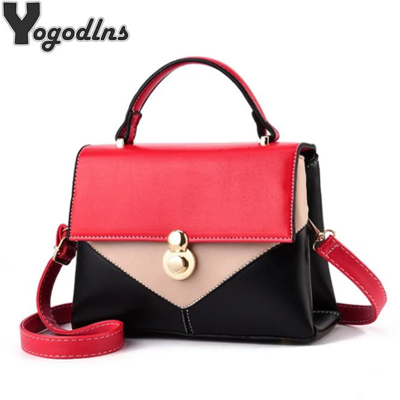 

Leisure Patchwork Shoulder Bags Women High Quality PU Leather Flap Cover Bags Contrast Color Handbags Messenger Crossbody Bag