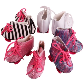 

43 cm baby dolls Shoes roller skates Pulley shoe Baby toys fit American 18 inch Girls doll g216