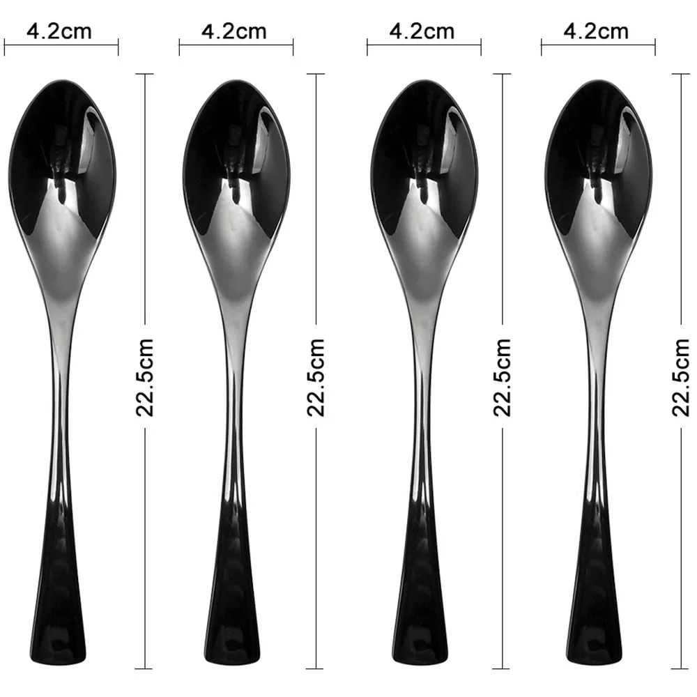 4 шт./компл. черный набор столовых приборов из нержавеющей стали для Западной едаы, наборы посуды вилка стейк нож столовый сервиз подарки для мамы - Цвет: 4 dinner spoon