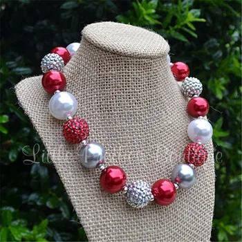 

2020 new design Red children beads kids chunky bubblegum beaded necklace for baby girls jewelry DIY