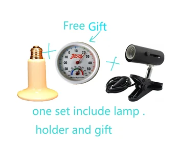 

Metal Clip on Terrarium Ceramic Lamp Holder High Temperature Reptile Ceramic Infrared Heating Kit E27 Base